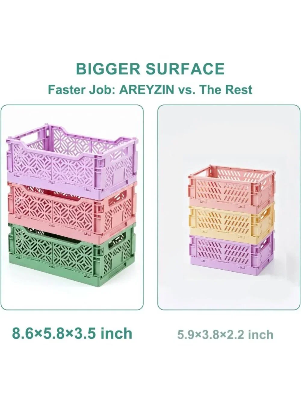 6 Pack Mini Pastel Storage Baskets - Collapsible Desk Organizer Bins, Colorful